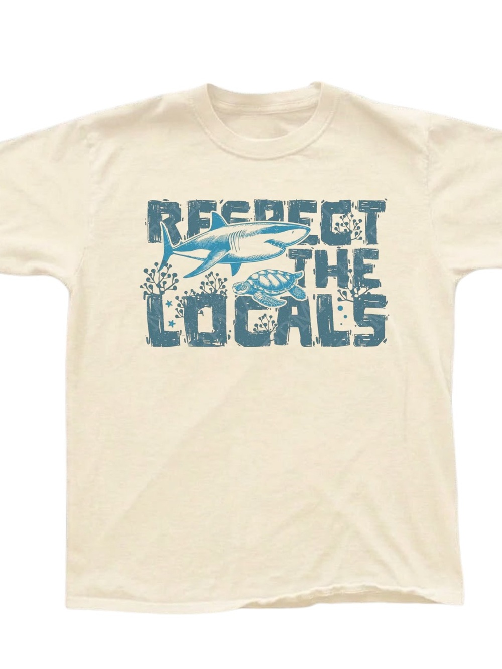 Gildan Respect The Locals Graphic Tee - Cream with Teal Print